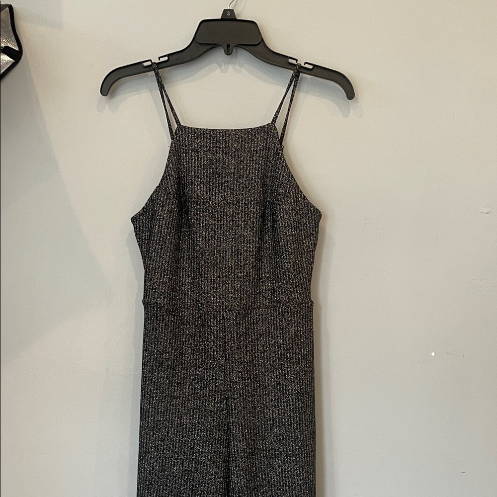Black Sleeveless pants jumper -open back sparkly glam by wild fable